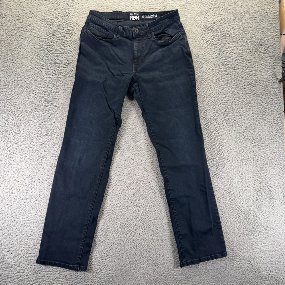 Kenneth Cole Jeans Mens 34x32 Blue Cotton Denim Straight Stretch Faded Workwear